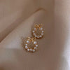 bow round Pearl Alloy Earrings