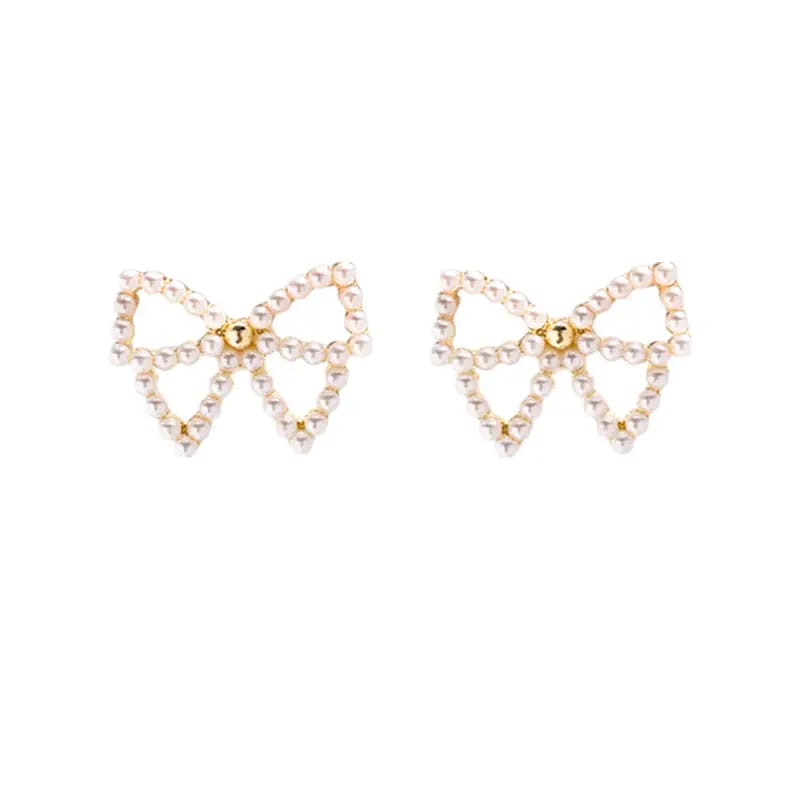 Pearl Earrings Geometrical Cross Metal