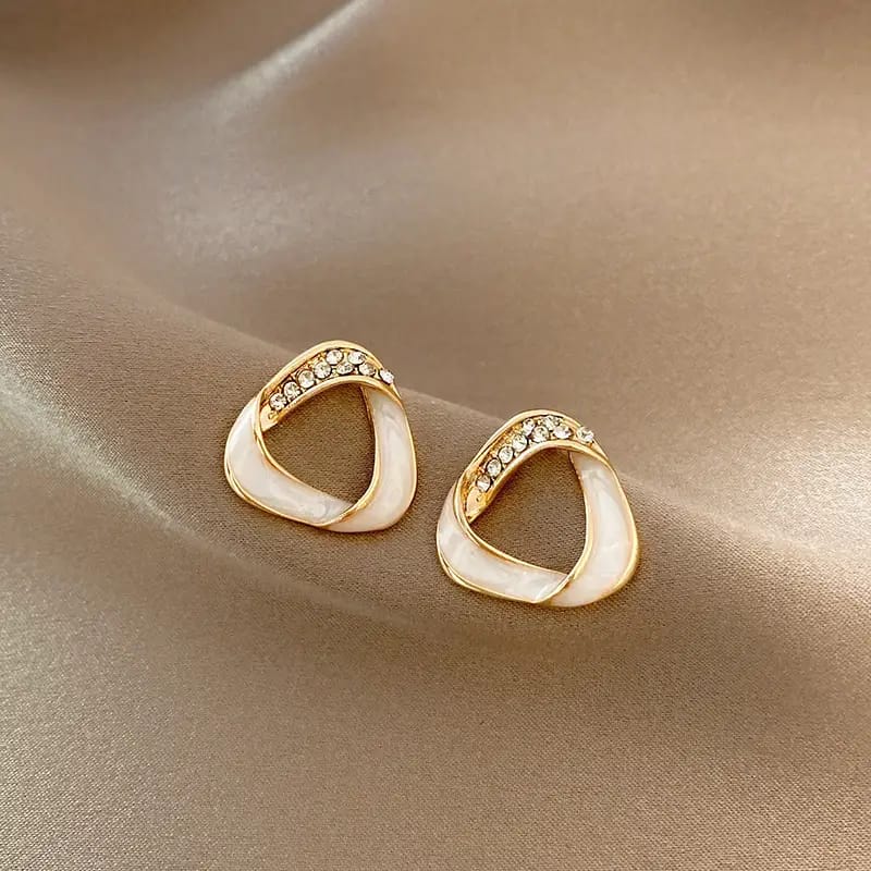Korean Twister Earrings- white