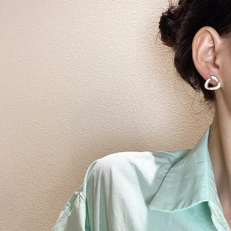Korean Twister Earrings- white