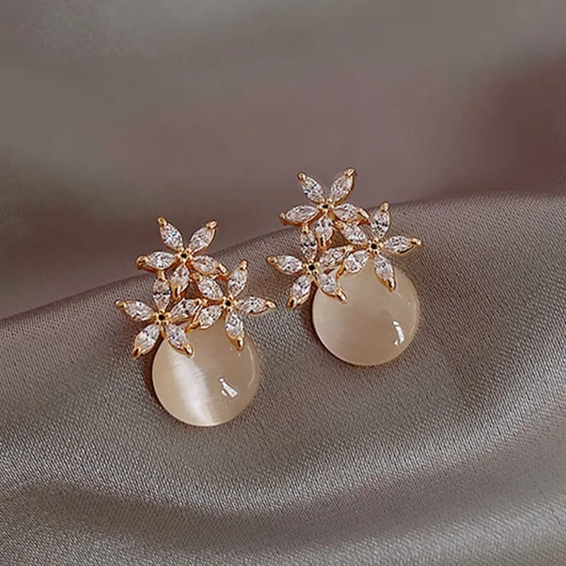 Synthetic Faux Moonstone Earrings,