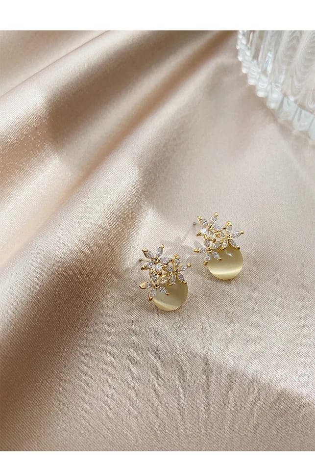 Synthetic Faux Moonstone Earrings,