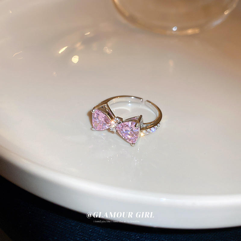Crystal Cute Pink Bow Ring
