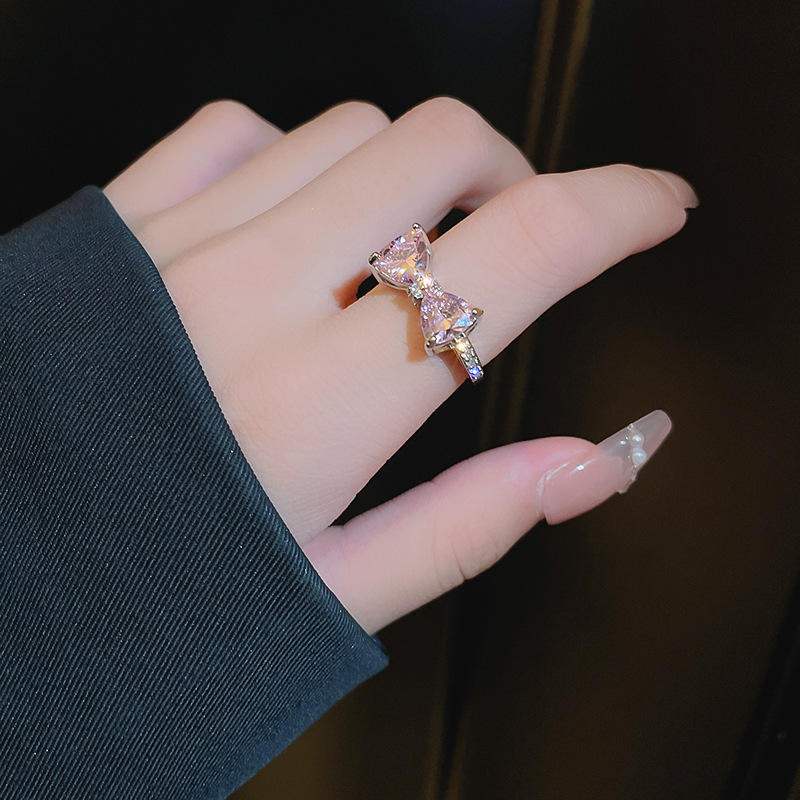 Crystal Cute Pink Bow Ring