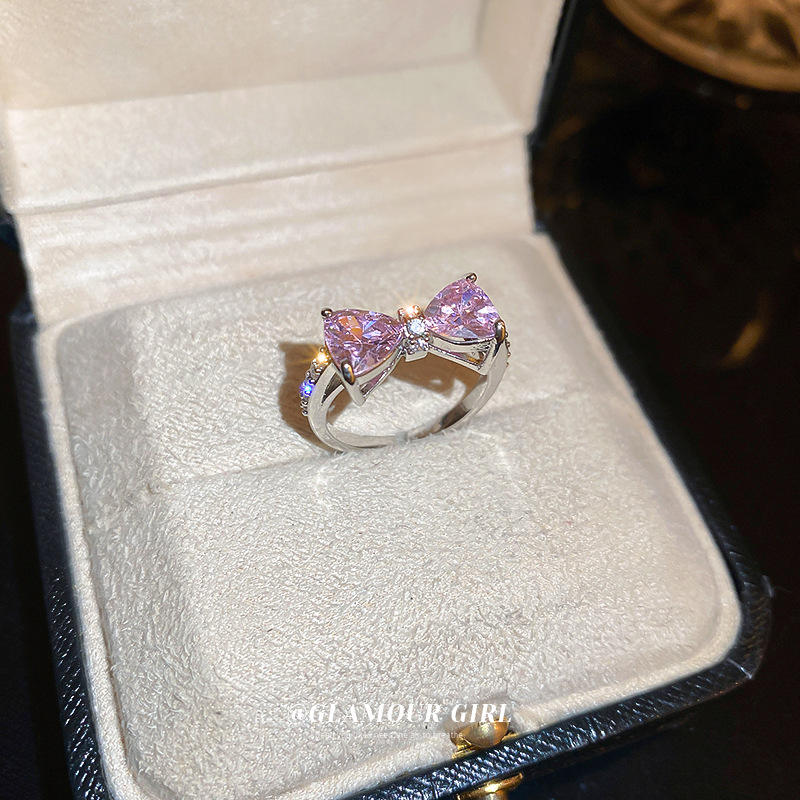 Crystal Cute Pink Bow Ring