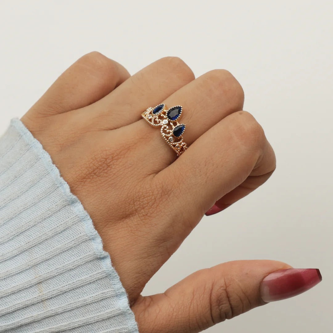 Elegant Gold Plated Princess Crown Ring