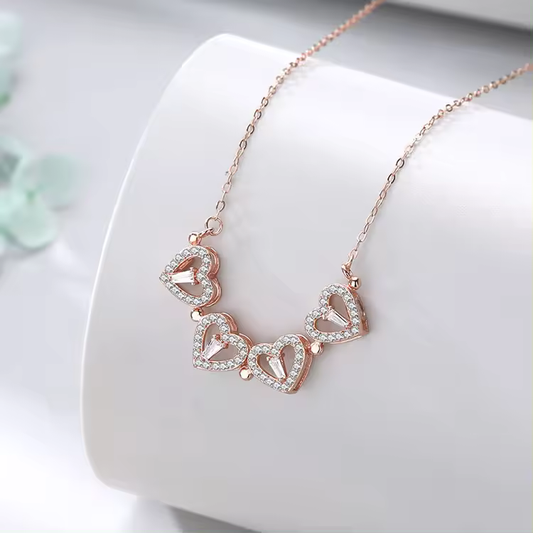 2-in-1 Rose Gold Magnetic Hearts Pendant
