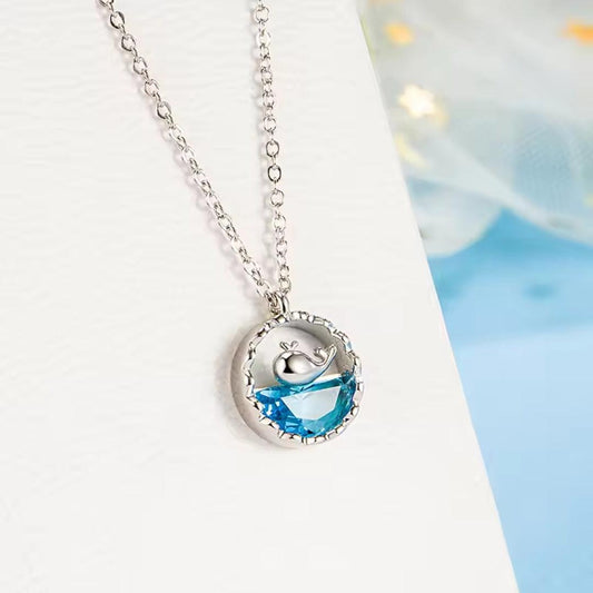 Silver Stainless steel Dolphin necklace pendant