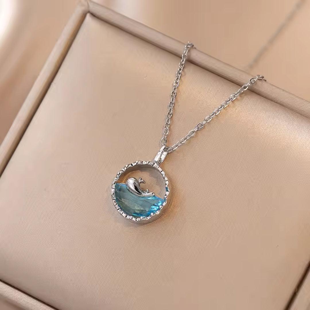 Silver Stainless steel Dolphin necklace pendant