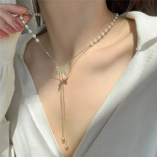 Butterfly Pendant Long Necklace