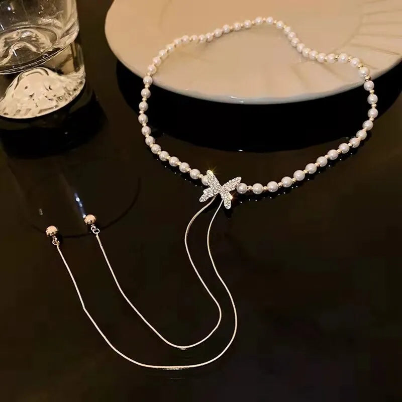 Butterfly Pendant Long Necklace