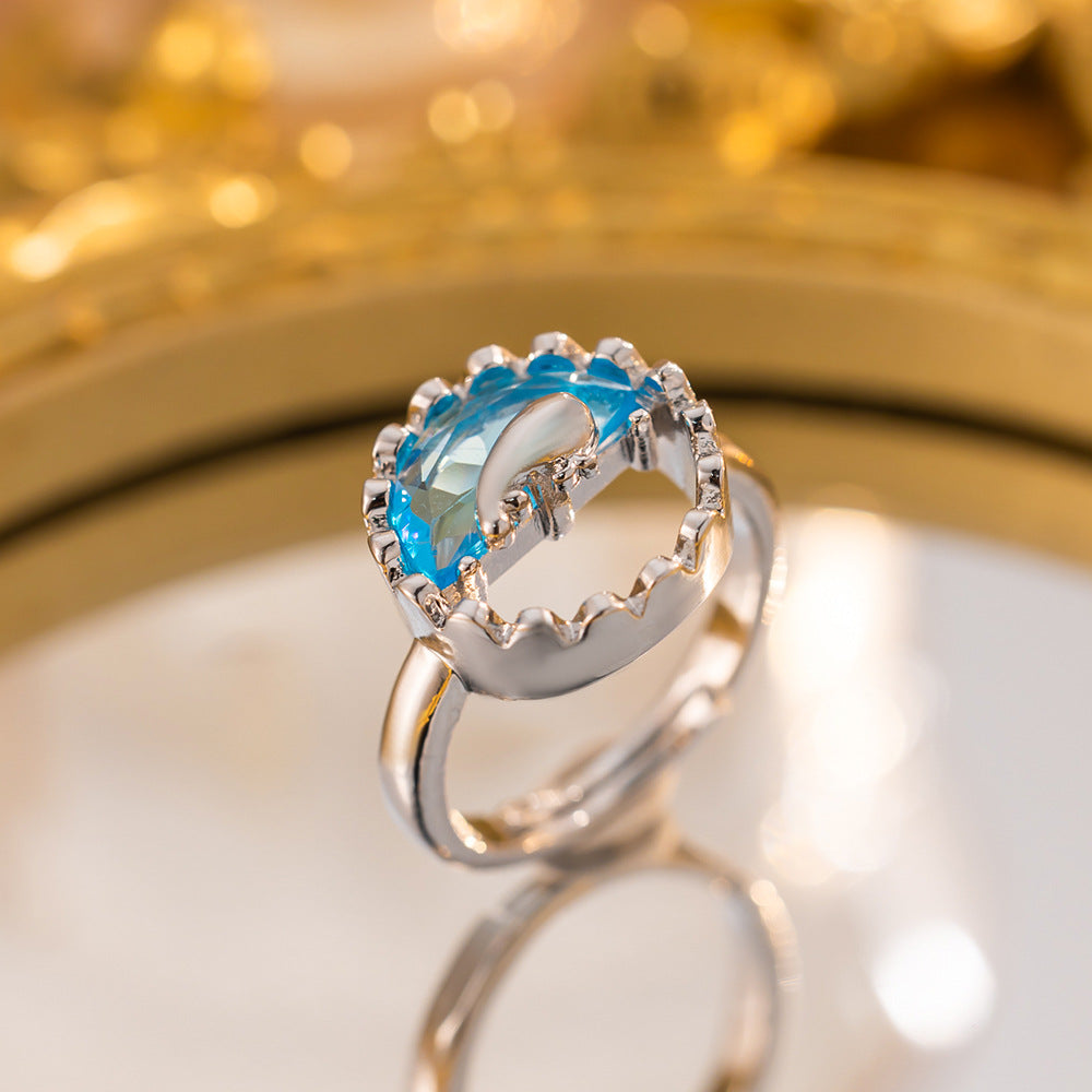 Blue Spark Crown Cut Ring