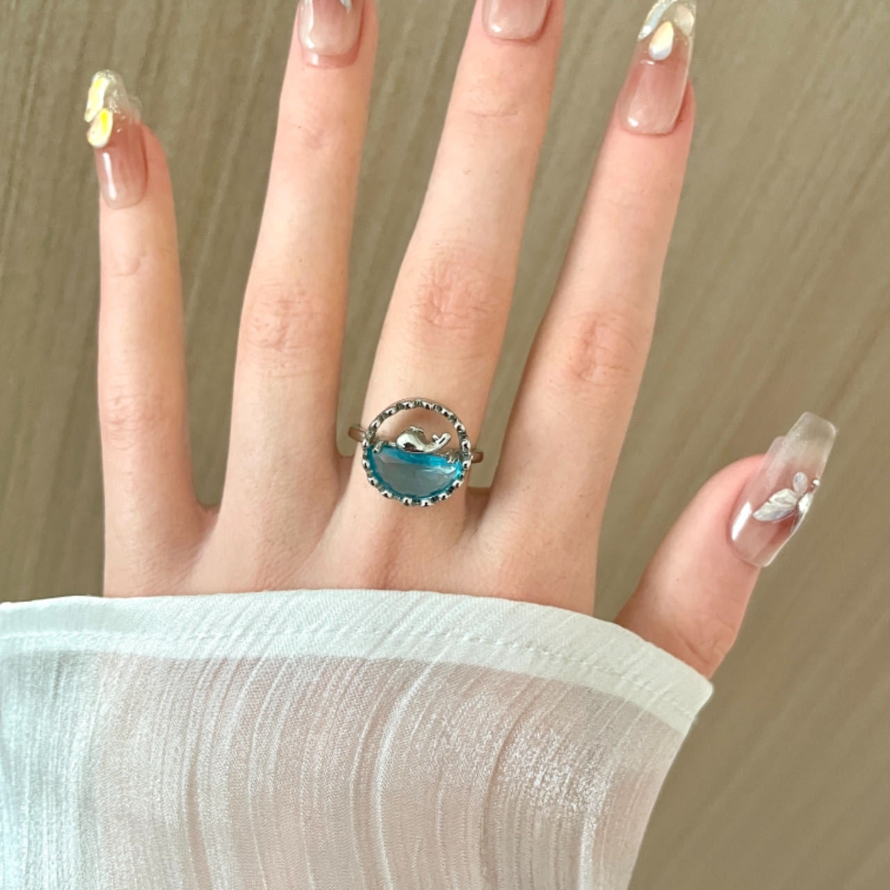 Blue Spark Crown Cut Ring