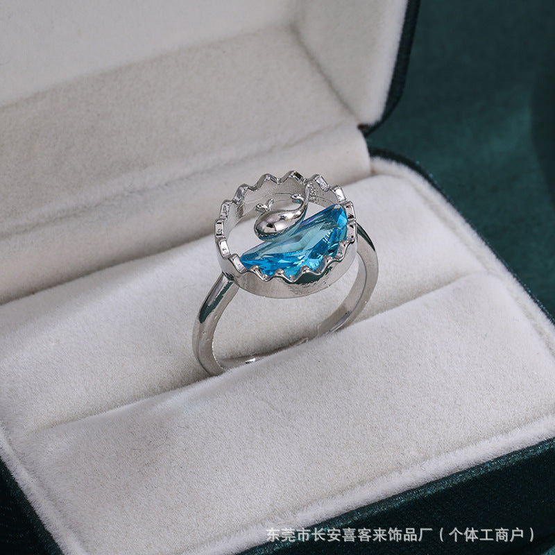 Blue Spark Crown Cut Ring