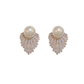 Crystal Leaf Pearl Earrings