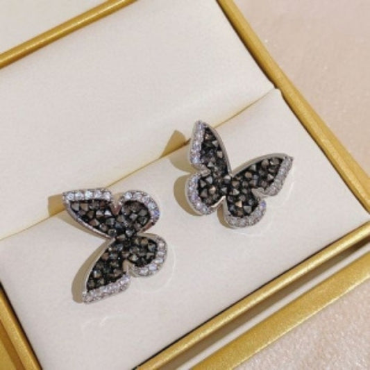 Black Butterfly Crystal Earrings