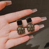 Black Square Crystal Earrings