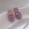 Purple Crystal Square Stud Earrings