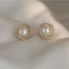 Floral zircon pearl Earings