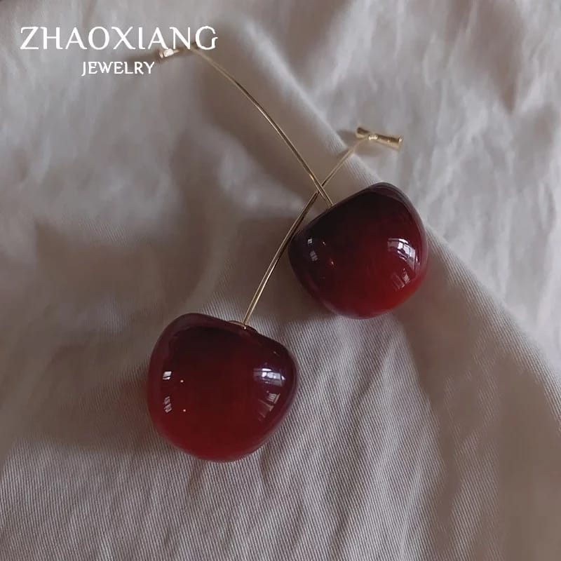 Red Cherries Shaped Alloy Dangle & Drop Earrings