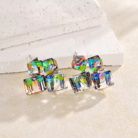 Cube Crystal Glass earrings