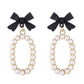 Black ribbon pearl earring