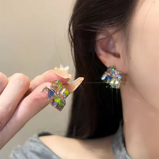 Cube Crystal Glass earrings