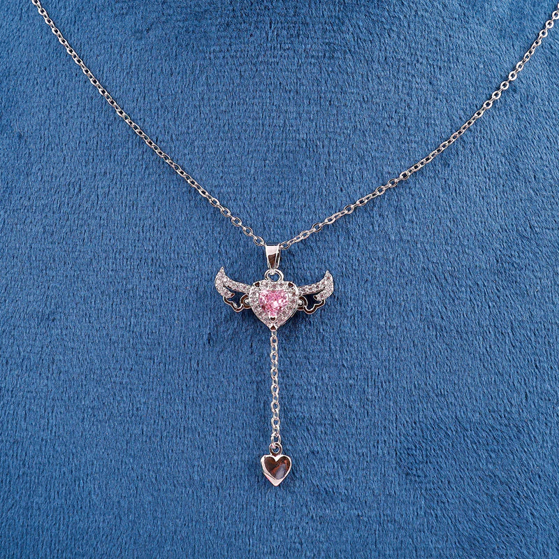 Heart-Shape  Gemstone Pink Pendant Necklace