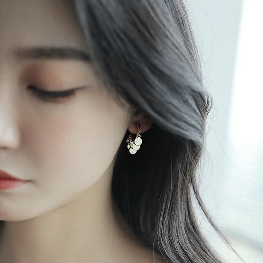 Small Coin Ball Huggies Hoop Earrings