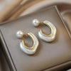 Elegant Pearl Spiral Hoop Earrings