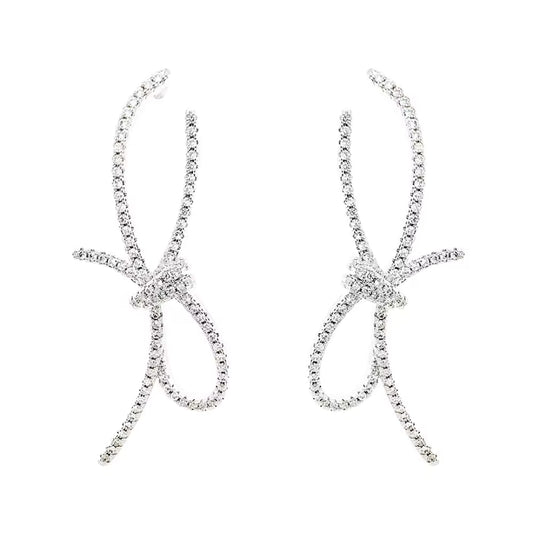 Silver Bow Knot Earrings