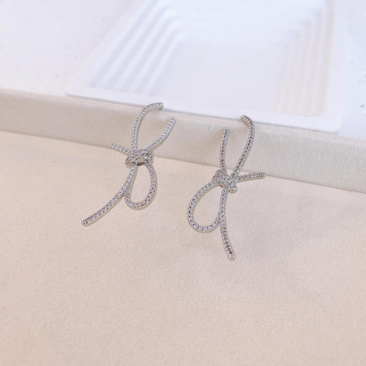 Silver Bow Knot Earrings