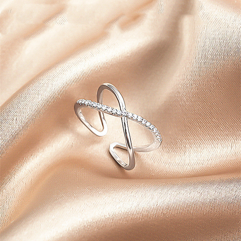 Silver Pave Cross Ring