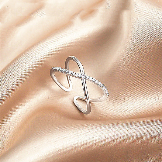 Silver Pave Cross Ring