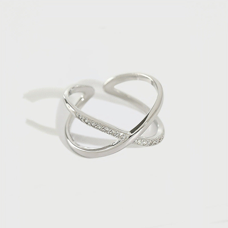 Silver Pave Cross Ring