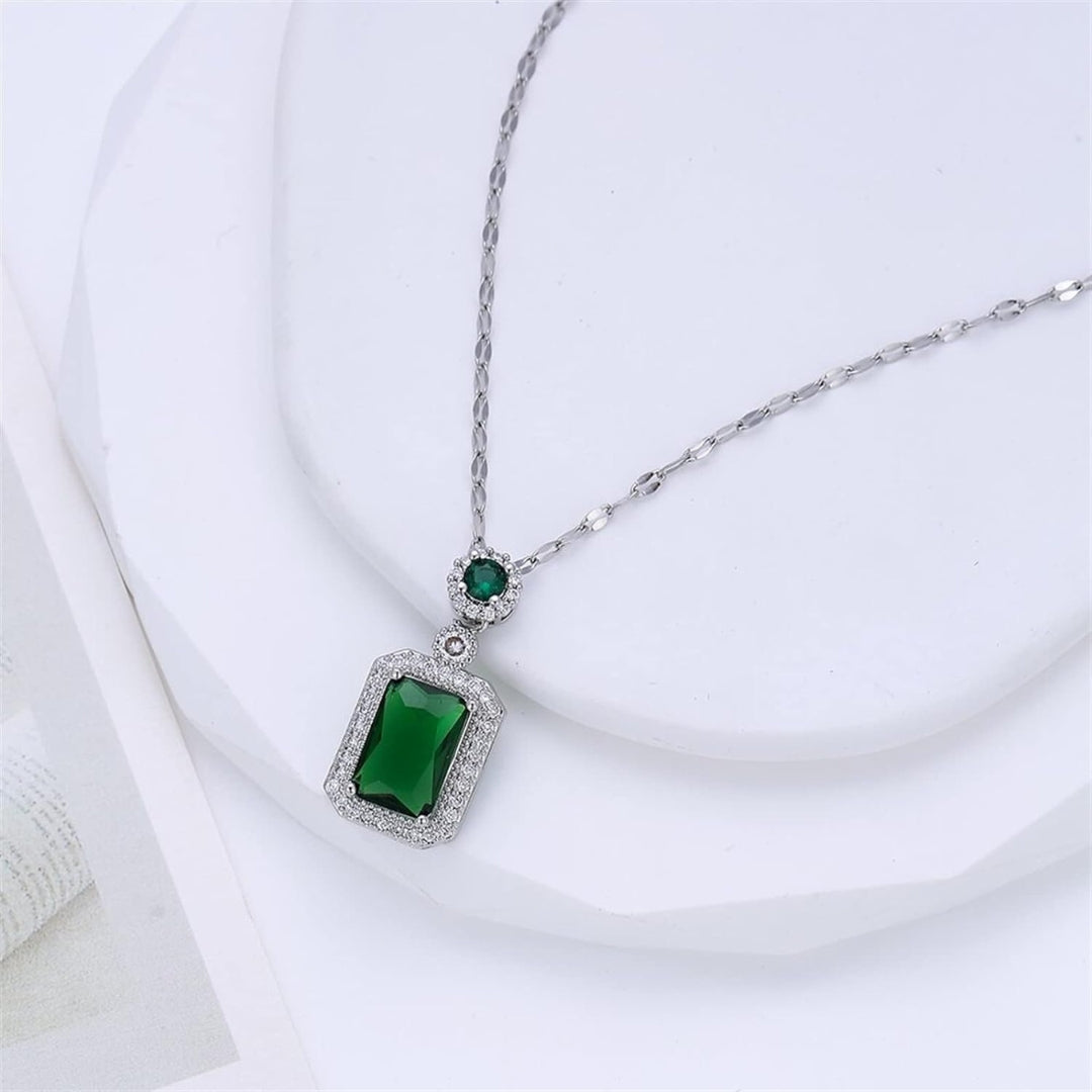 Emerald Silver Plated Necklace