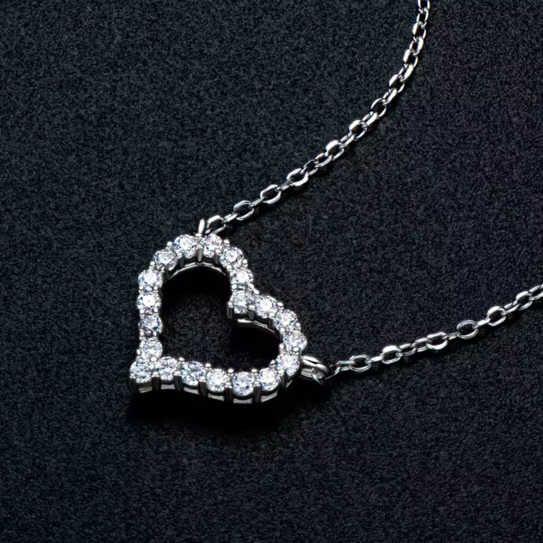 Silver-Plated Stone Heart Necklace