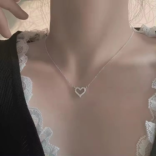 Silver-Plated Stone Heart Necklace