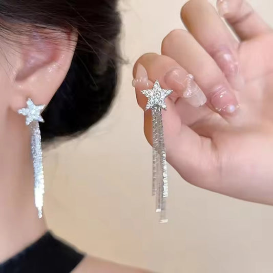 Star long chain earrings