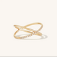 Golden Pave Cross Ring