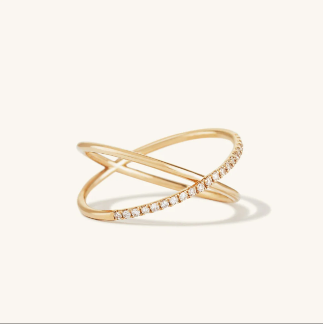 Golden Pave Cross Ring