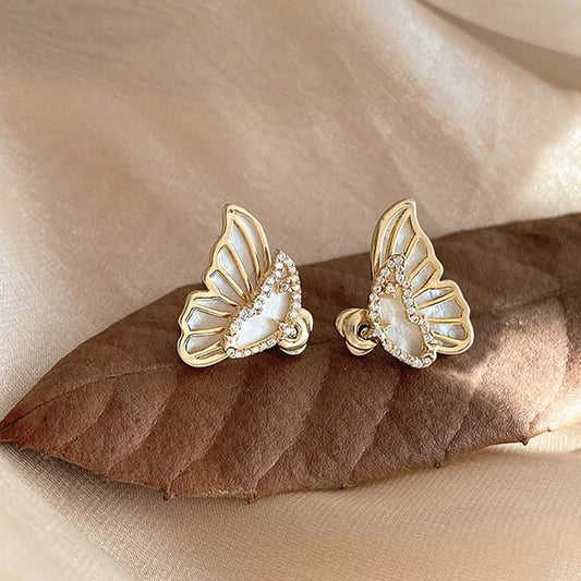 White Double Sided Butterfly Ear Cuff Earrings