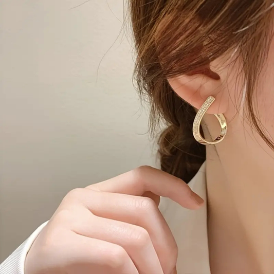 Rhinestone Twisted Earrings