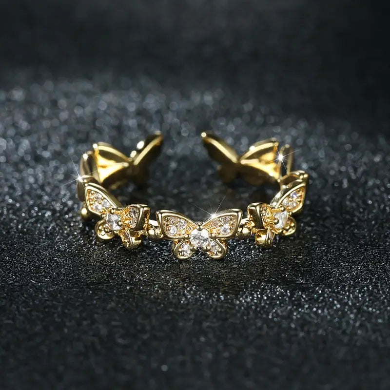 Sparkle Golden Butterfly Ring