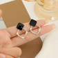 Black Square Shiny Zircon Earring