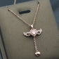 Heart-Shape  Gemstone Pink Pendant Necklace