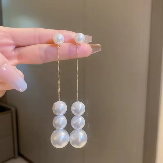 Triple Pearl Drop Earrings