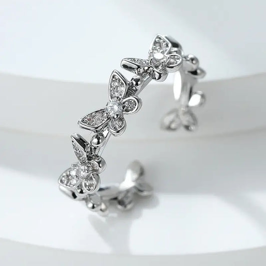 Silver Cute Mini Butterfly Ring