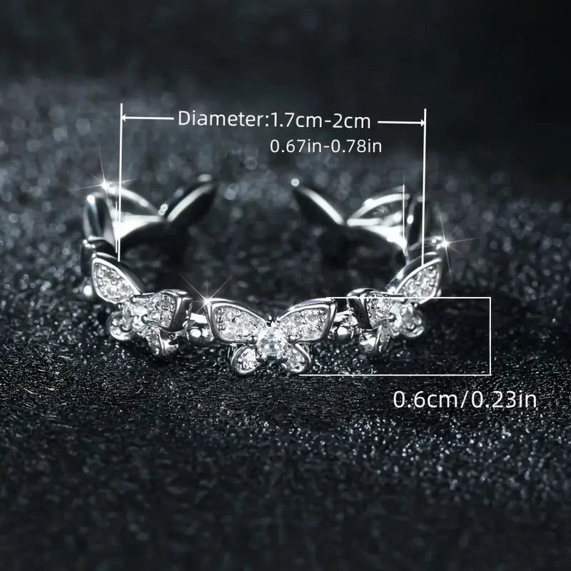 Silver Cute Mini Butterfly Ring