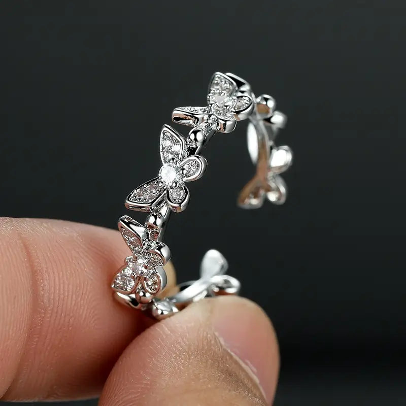 Silver Cute Mini Butterfly Ring